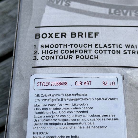 Levi’s 4 Pack Boxer Brief For Mens Size L High Comfort Cotton Stretch Large New - Picture 3 of 16